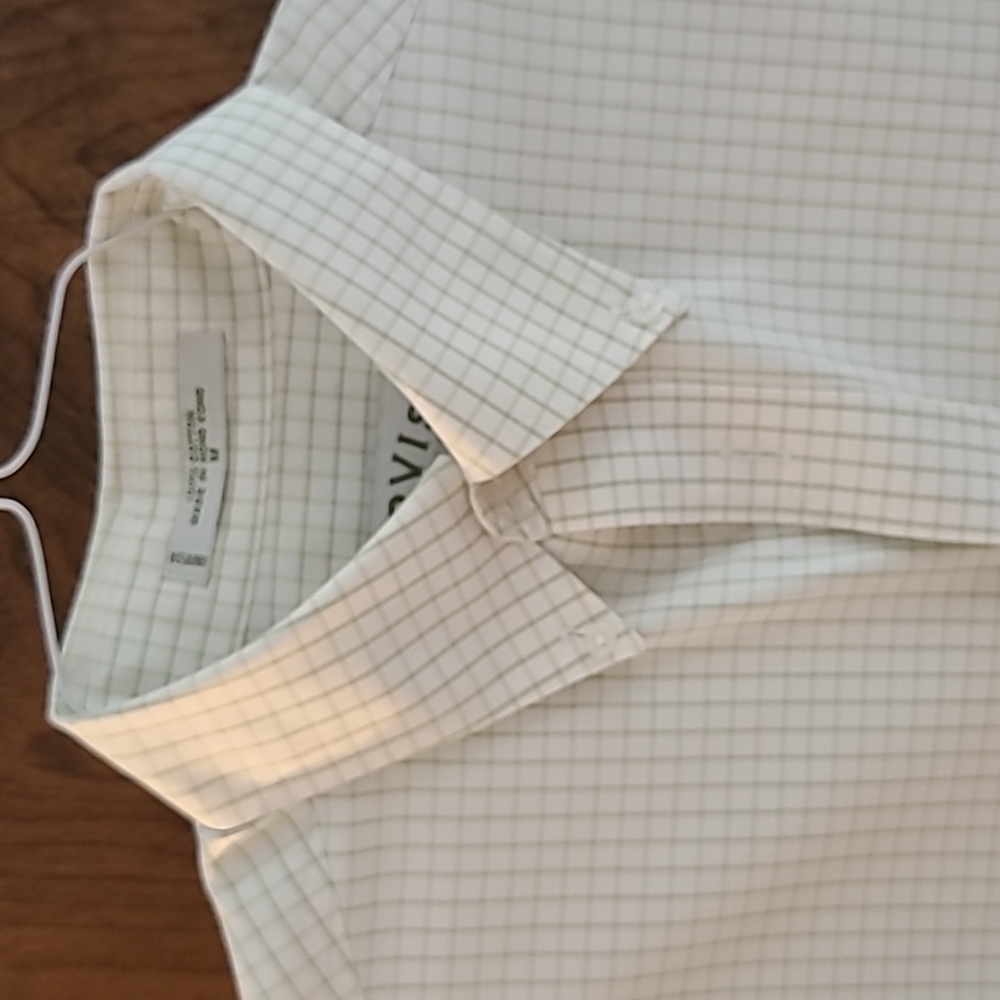 ORVIS mens dress shirt green and white check button down